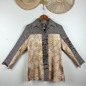 Vintage Anne Namba 100% Silk Button down Top Elegant Patterned Women's Top